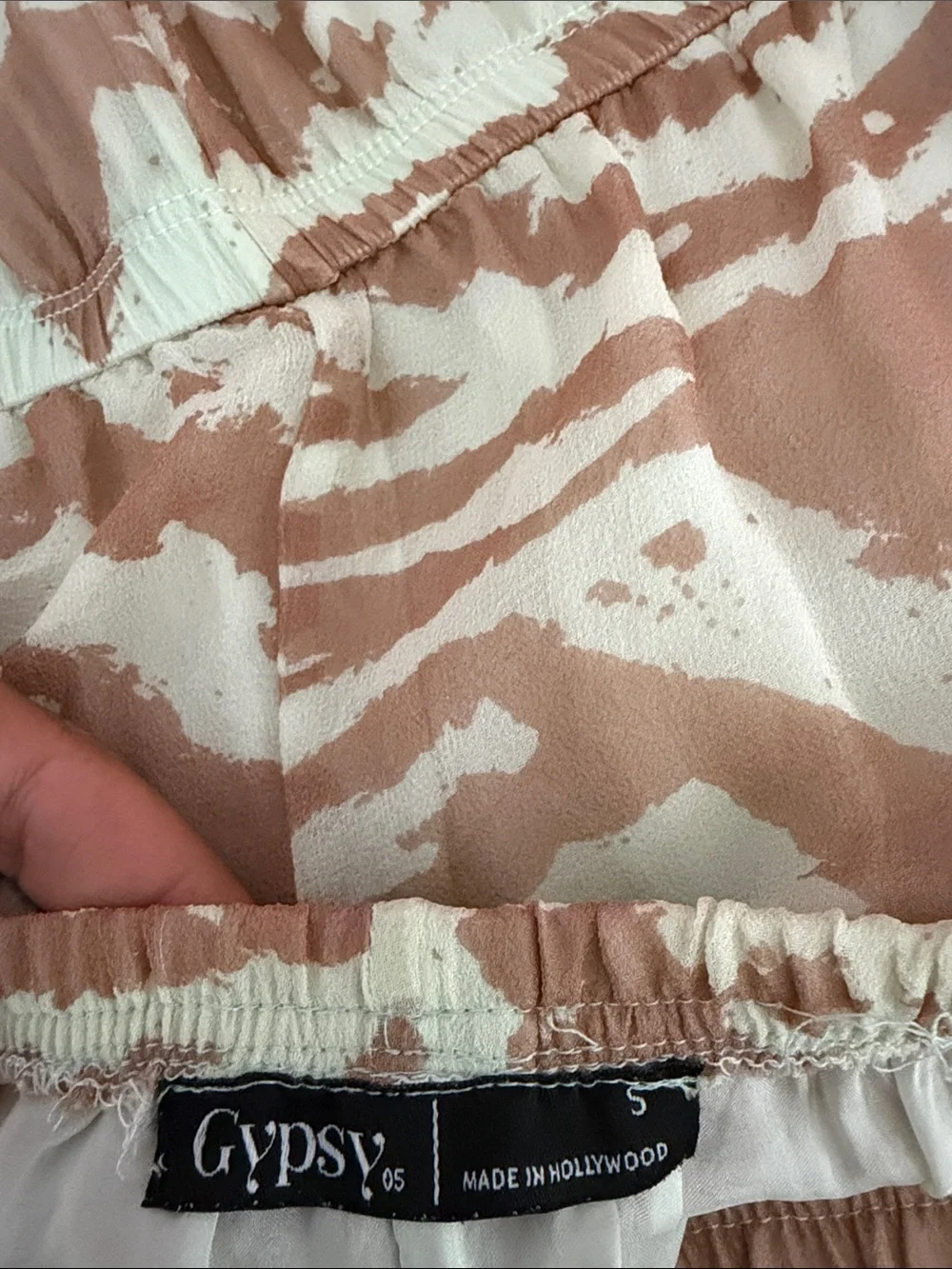 Gypsy 05 Strapless Zebra-Print Sundress in Cream and Tan